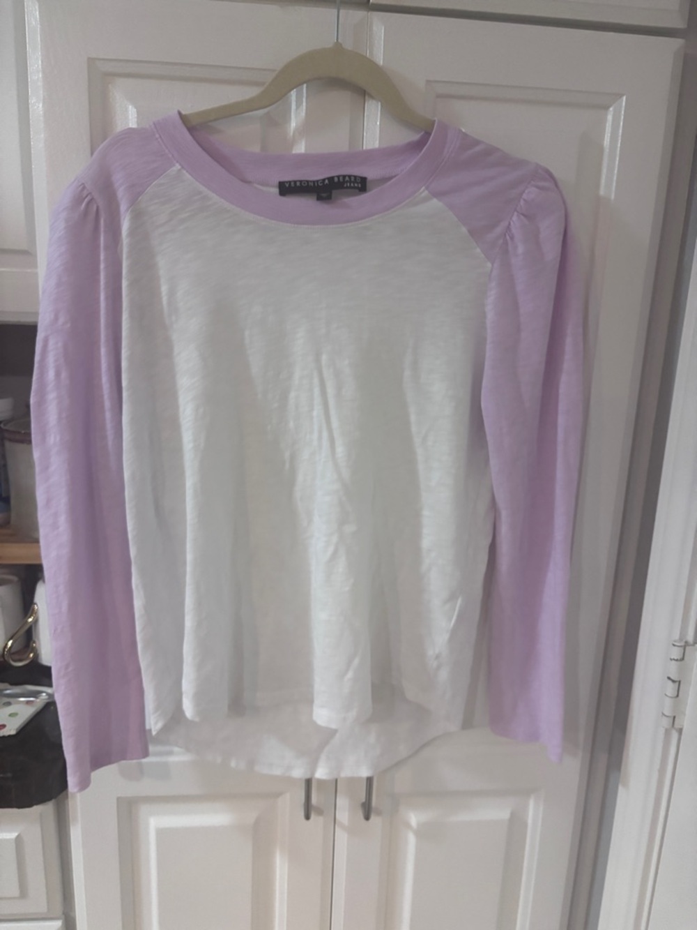 Veronica Beard jeans Lilac and White Mason Long-Sleeve Top - Picture 2 of 4